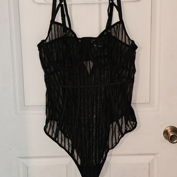 Torrid Black Striped Mesh Underwire Bodysuit - Picture 4 of 4